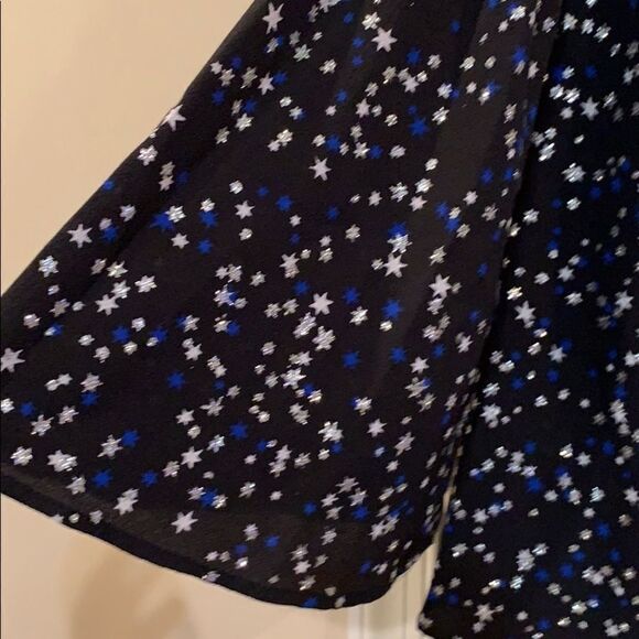 Michael Kors black glitter stars bell sleeve top S - Picture 4 of 8